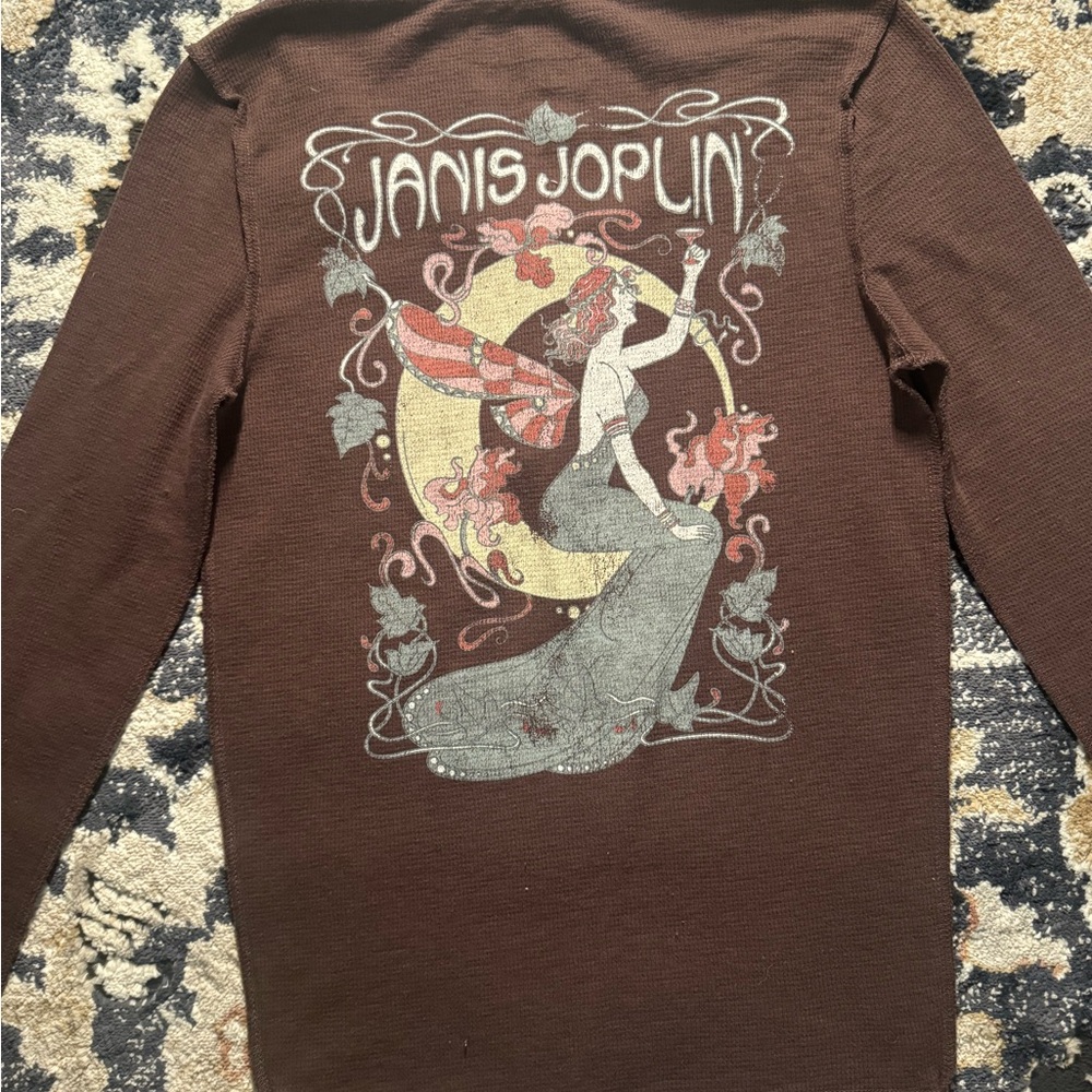 Janis Joplin Brown Graphic Long Sleeve Shirt - Picture 3 of 4